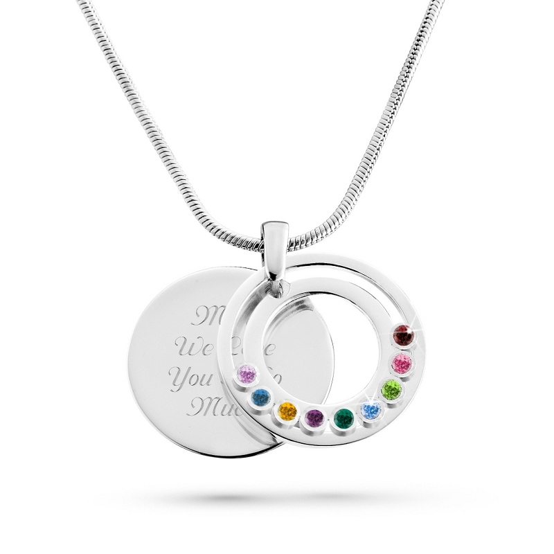 Image of Family Circle Movable 9 Birthstone Pendant