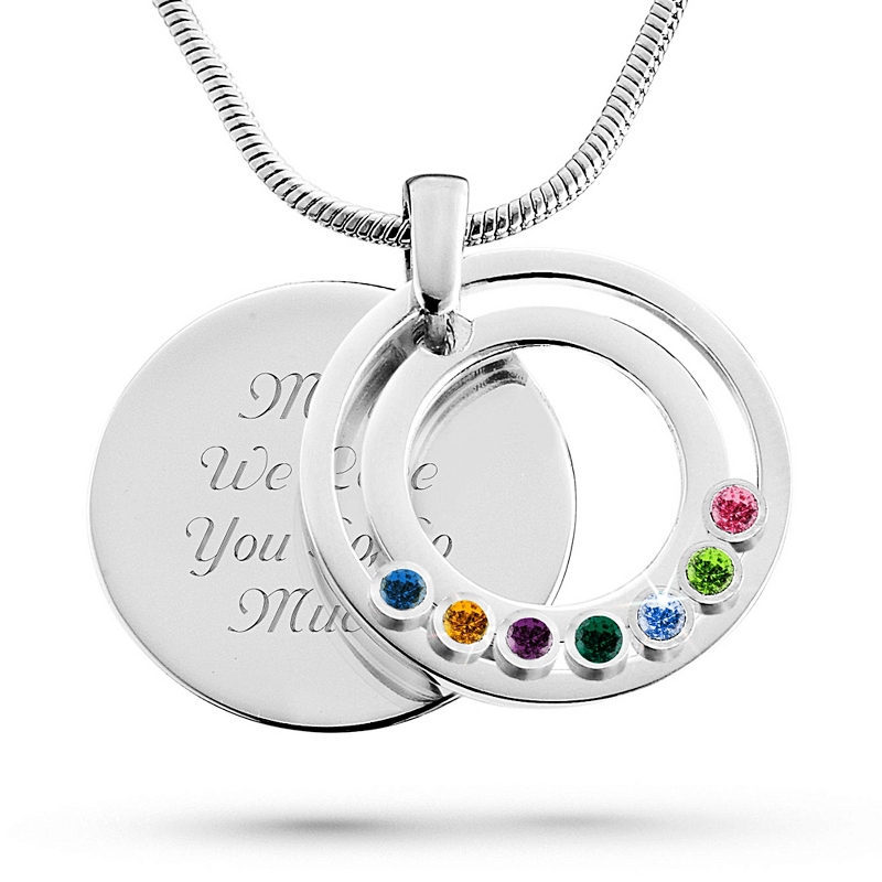 Image of Family Circle Movable Birthstone Pendants