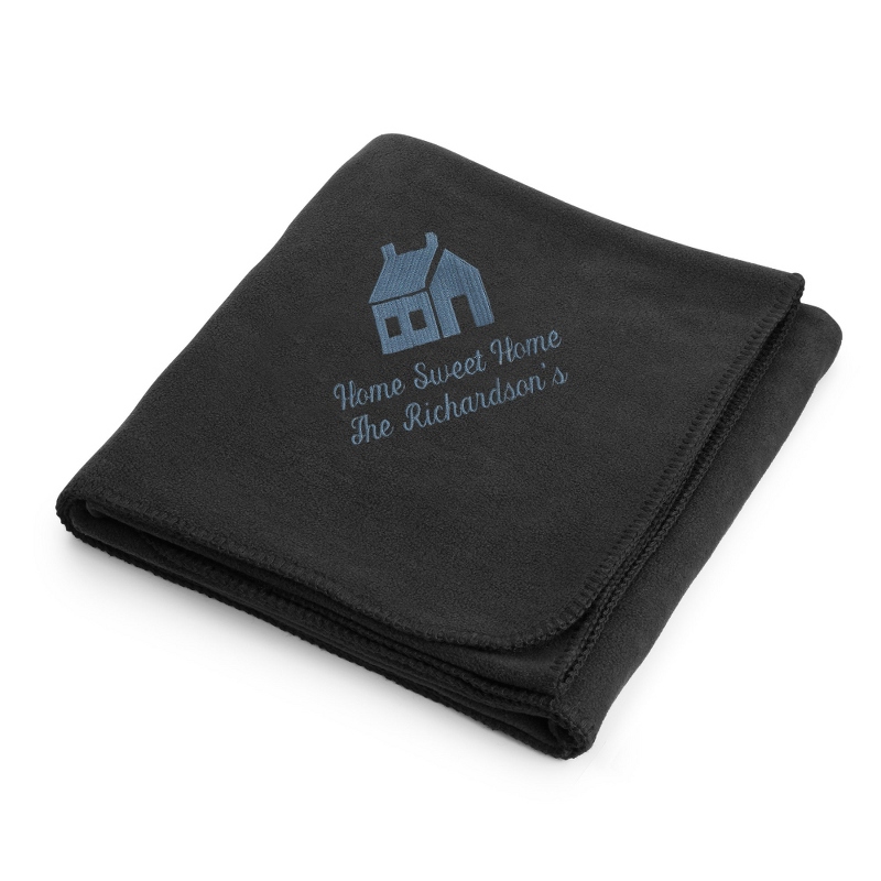 Image of Slate House on Black Fleece Blanket