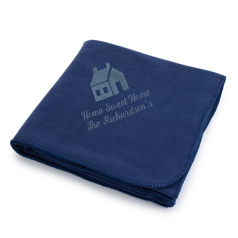 Image of Slate House on Navy Fleece Blanket