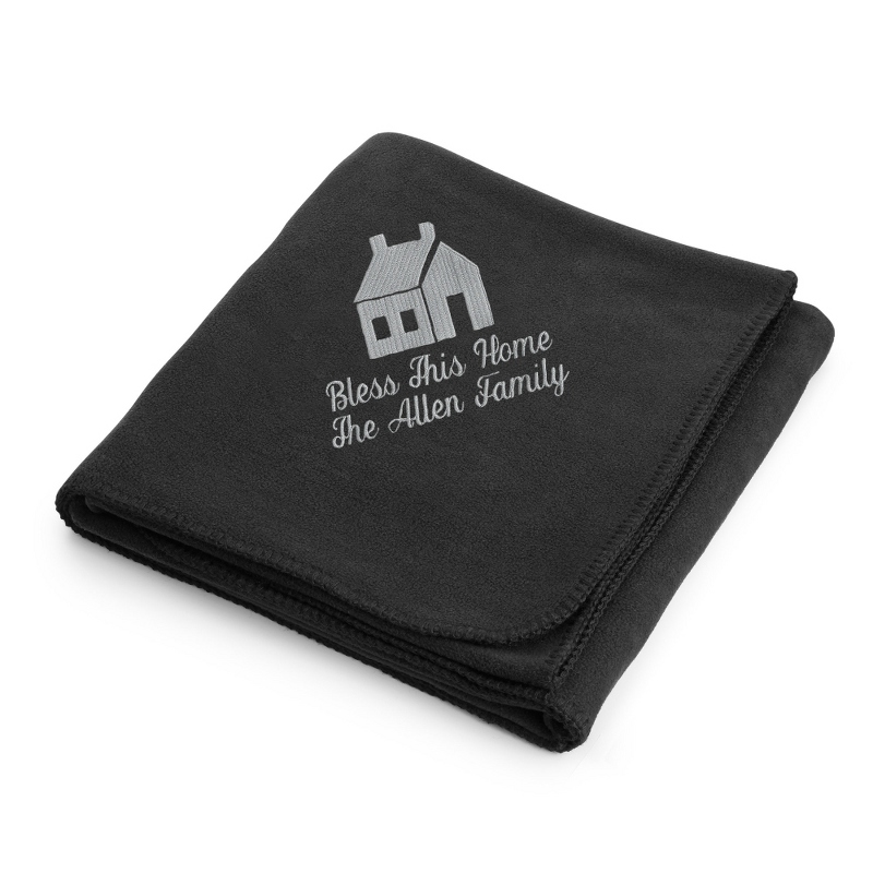 Image of Mystik Grey House on Black Fleece Blanket