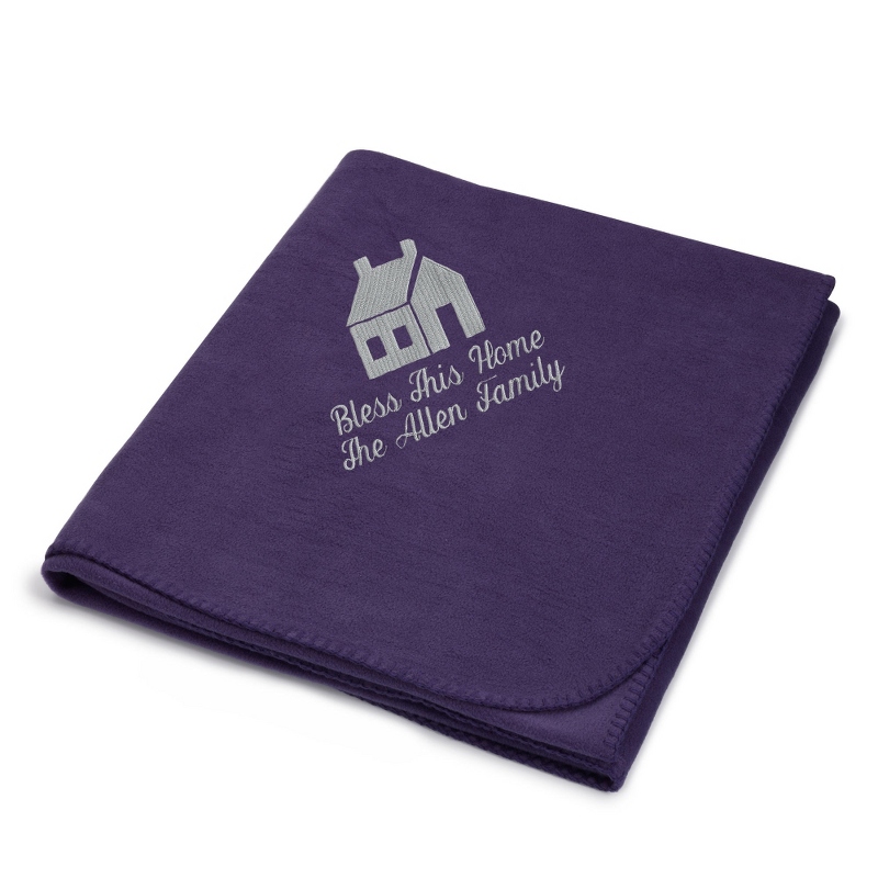 Image of Mystik Grey House on Purple Fleece Blanket