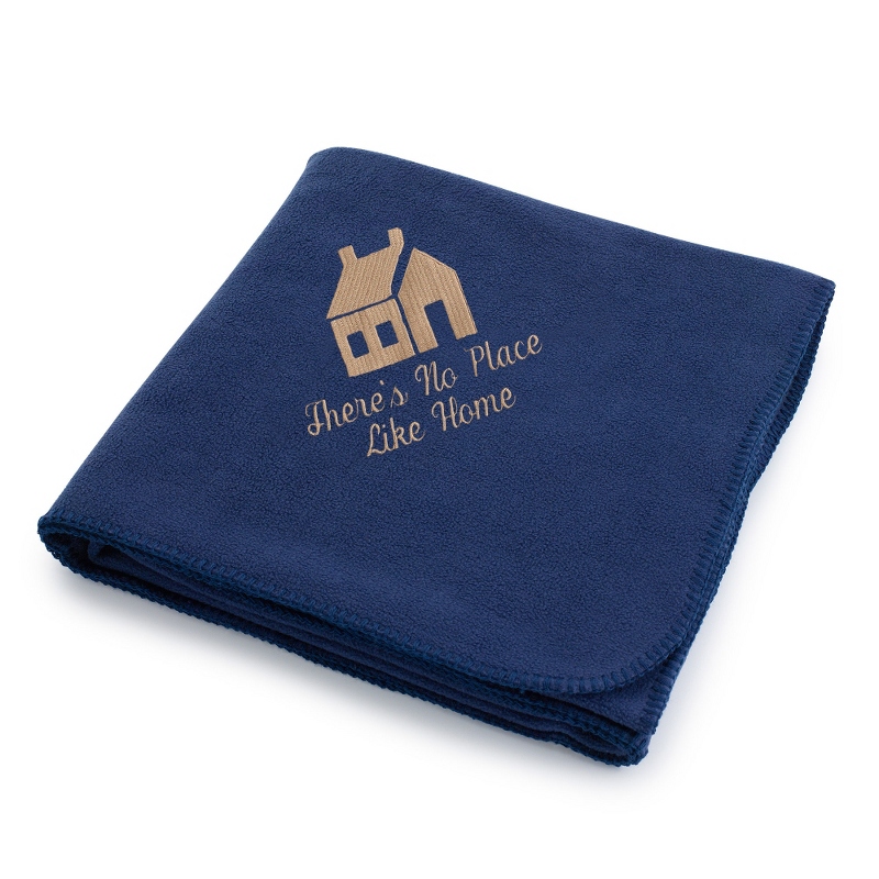 Image of Dark Tan House on Navy Fleece Blanket