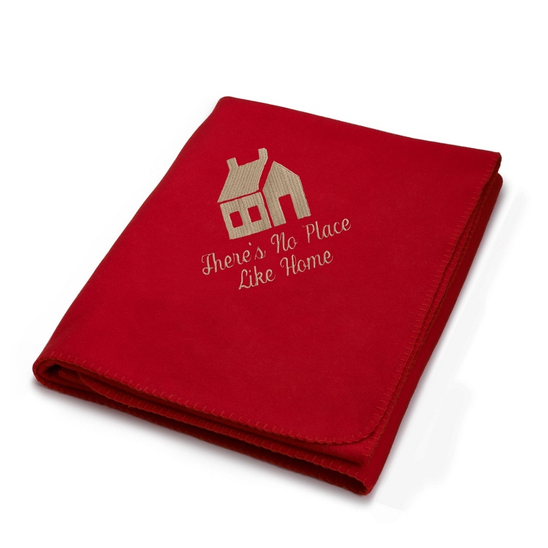 Image of Dark Tan House on Red Fleece Blanket