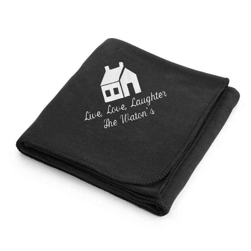 Image of White House on Black Fleece Blanket