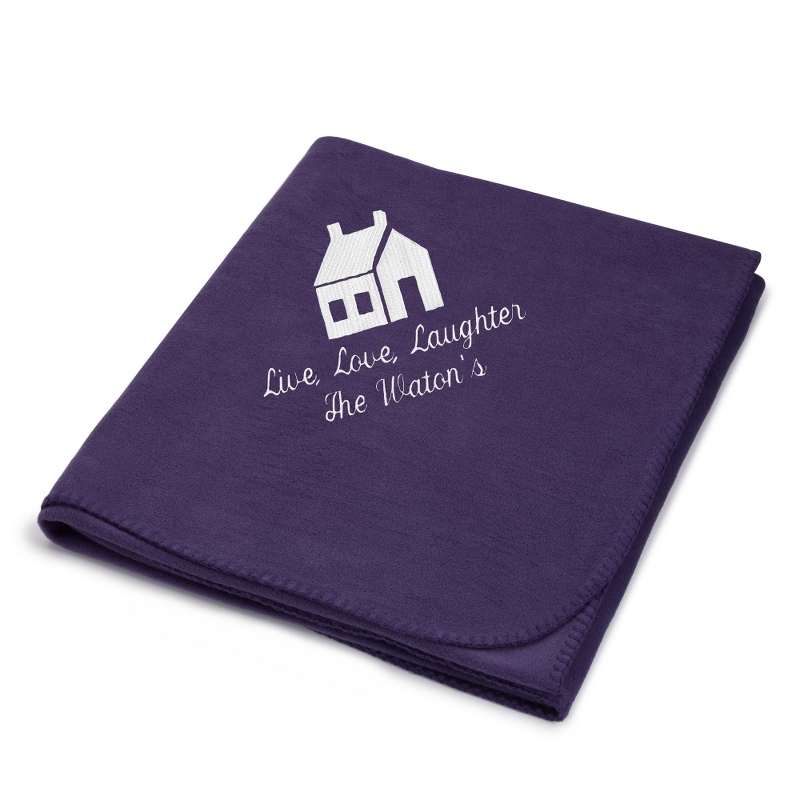 Image of White House on Purple Fleece Blanket