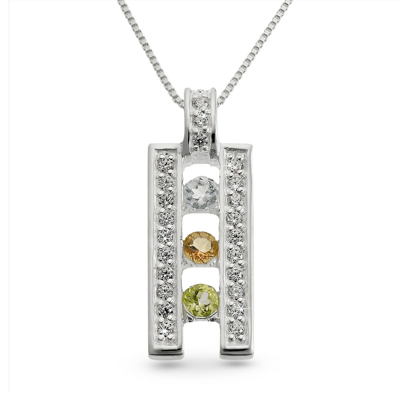 Image of Sterling Silver Birthstone Ladder Pendants