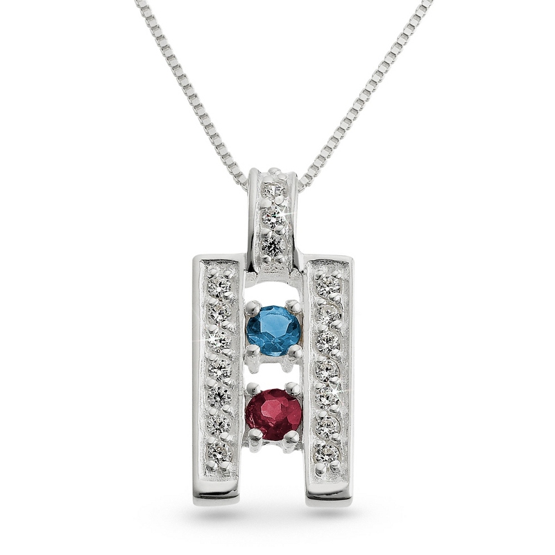 Image of Sterling Silver 2 Birthstone Ladder Pendant