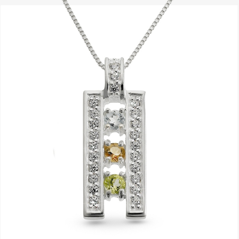 Image of Sterling Silver 3 Birthstone Ladder Pendant