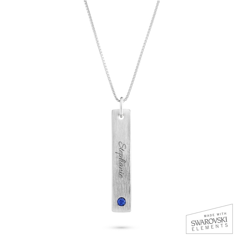 Image of Sterling Silver Birthstone Bar Pendant Necklace