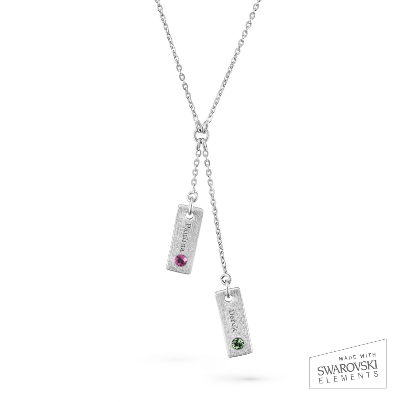 Sterling Silver Couples Birthstone Pendants