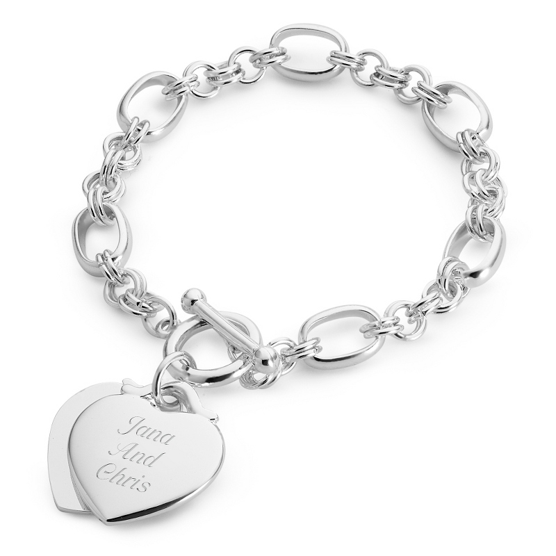 Image of Classic Double Heart Toggle Bracelet