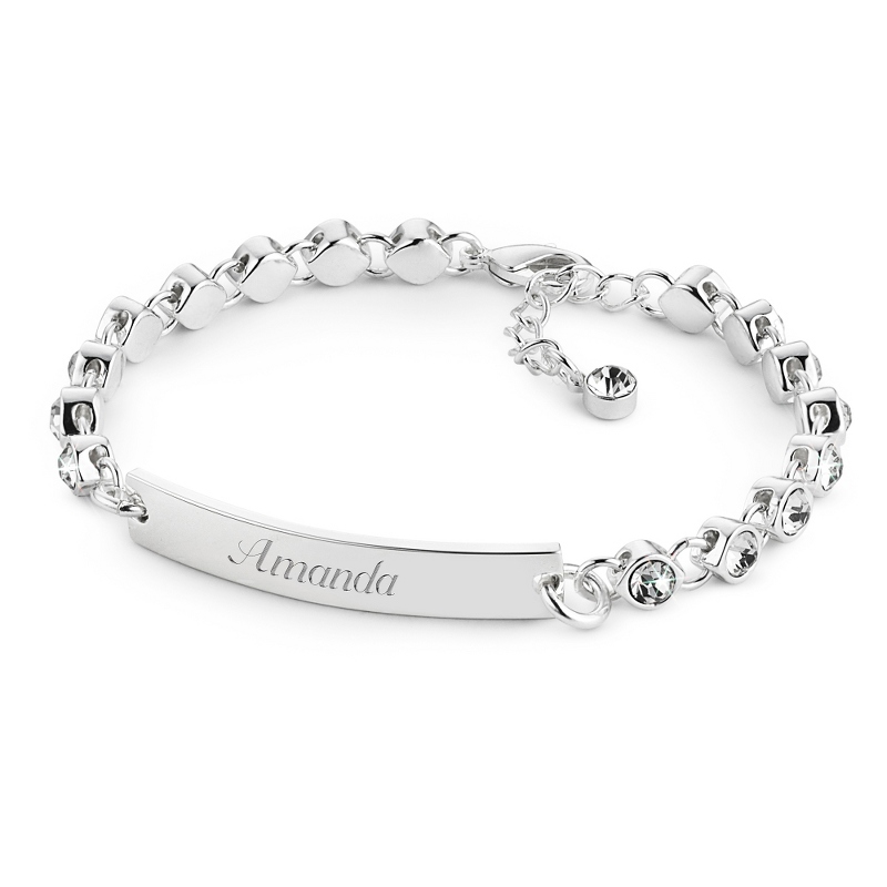 Image of Grey Crystal Link ID Bracelet