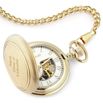 Brushed Gold Skeleton Pocket Watch