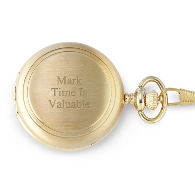 Brushed Gold Skeleton Pocket Watch