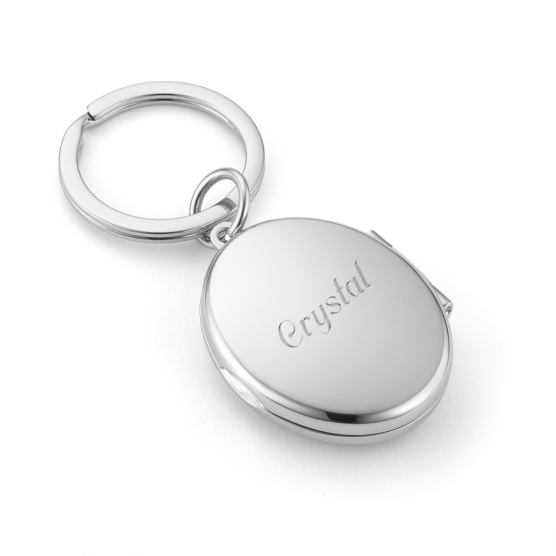 Image of Mirror and Photo Oval Locket Keychain