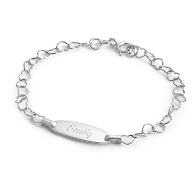 Personalized Girls Sterling Silver Sweetheart Link Engraved Id Bracelet ...