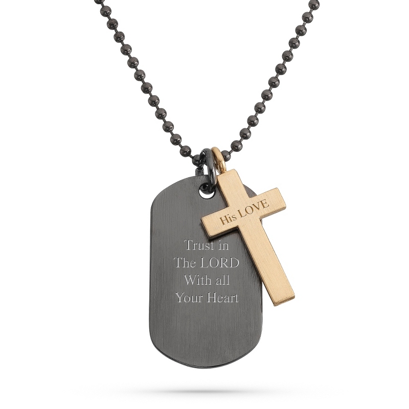 Image of Gunmetal & Gold Cross Dog Tags